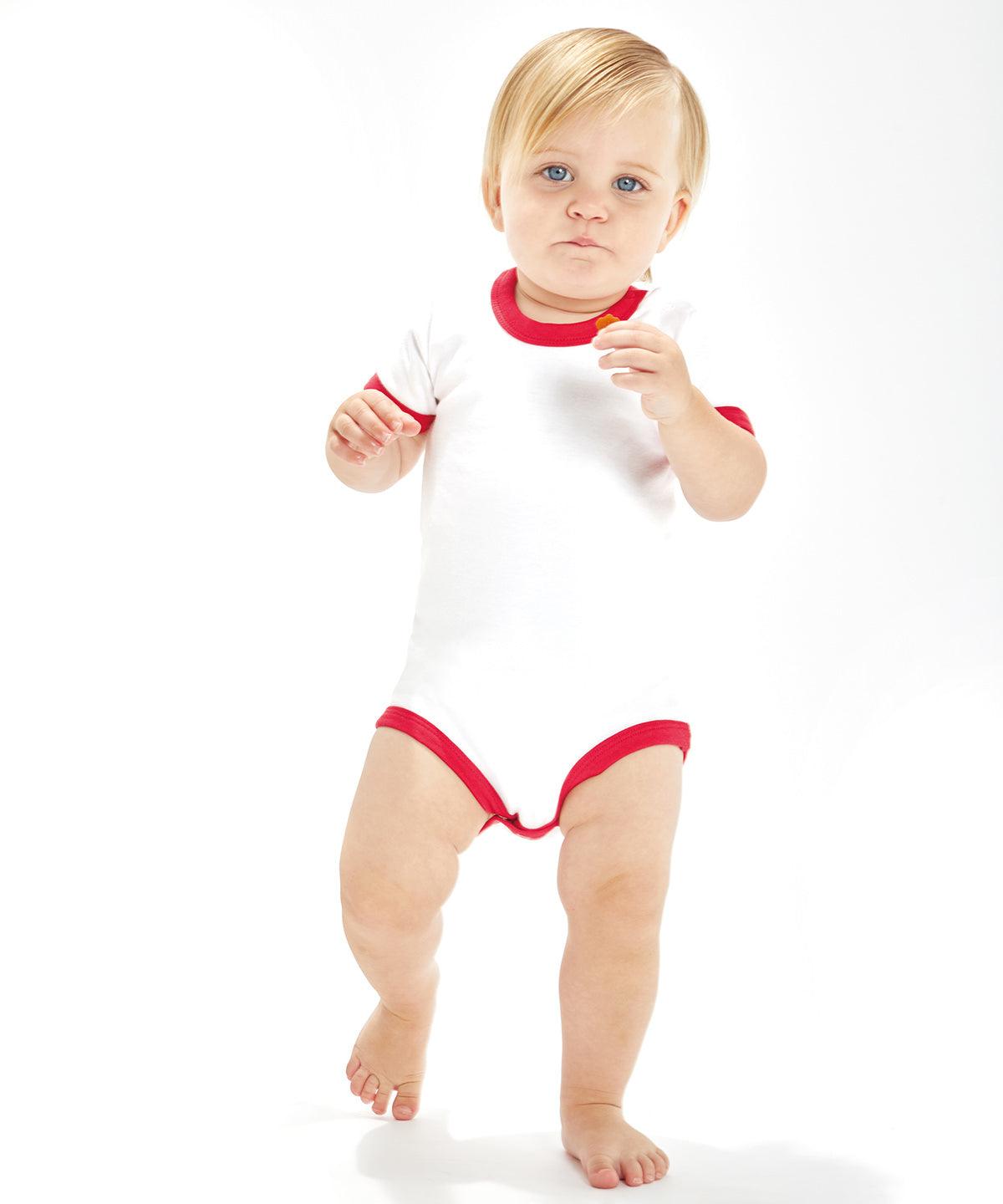 White/Heather Grey Melange - Ringer bodysuit Bodysuits Babybugz Baby & Toddler, Organic & Conscious, Rebrandable Schoolwear Centres