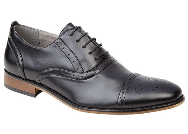 GOOR  Capped Lace Oxford Brogue Shoe | Black | Mid Brown | Oxblood | Grey - Schoolwear Centres | School Uniform Centres