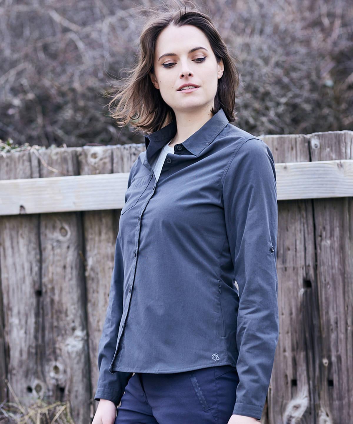 Pebble - Expert women’s Kiwi long-sleeved shirt Shirts Craghoppers New For 2021, New In Autumn Winter, New In Mid Year, Recycled, Shirts & Blouses, UPF Protection, Workwear Schoolwear Centres