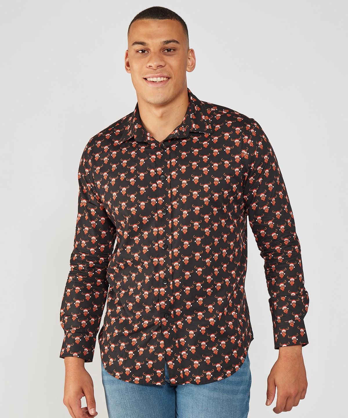 Black Assorted - Printed Christmas shirt Shirts The Christmas Shop Christmas Schoolwear Centres