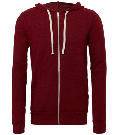 Canvas Unisex Tri-Blend Full Zip Hoodie | Cardinal Red Tri-Blend Hood Bella+Canvas style-cv3909 Schoolwear Centres