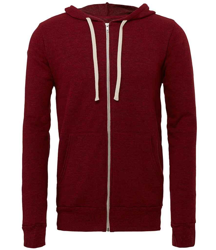 Canvas Unisex Tri-Blend Full Zip Hoodie | Cardinal Red Tri-Blend Hood Bella+Canvas style-cv3909 Schoolwear Centres