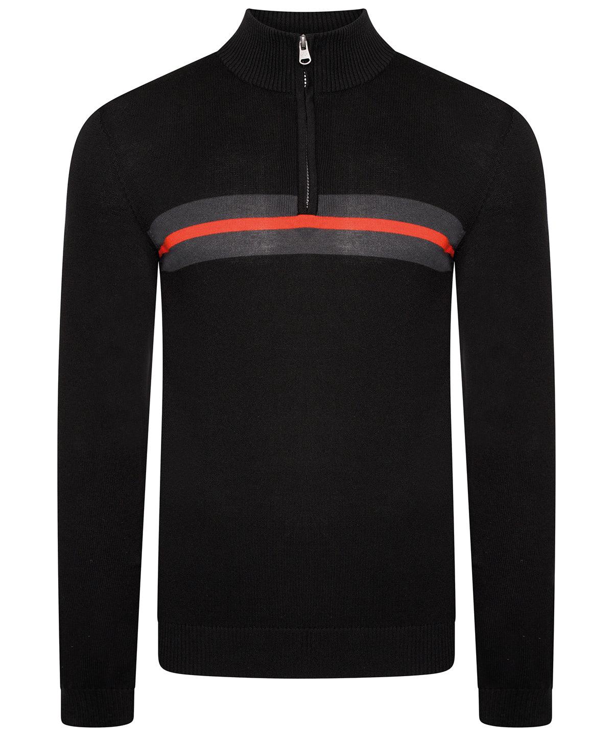 Black/Amber Glow - Unite Us 1/4 zip knitted sweater Knitted Jumpers Dare 2B Knitwear, New For 2021, New In Autumn Winter, New In Mid Year Schoolwear Centres