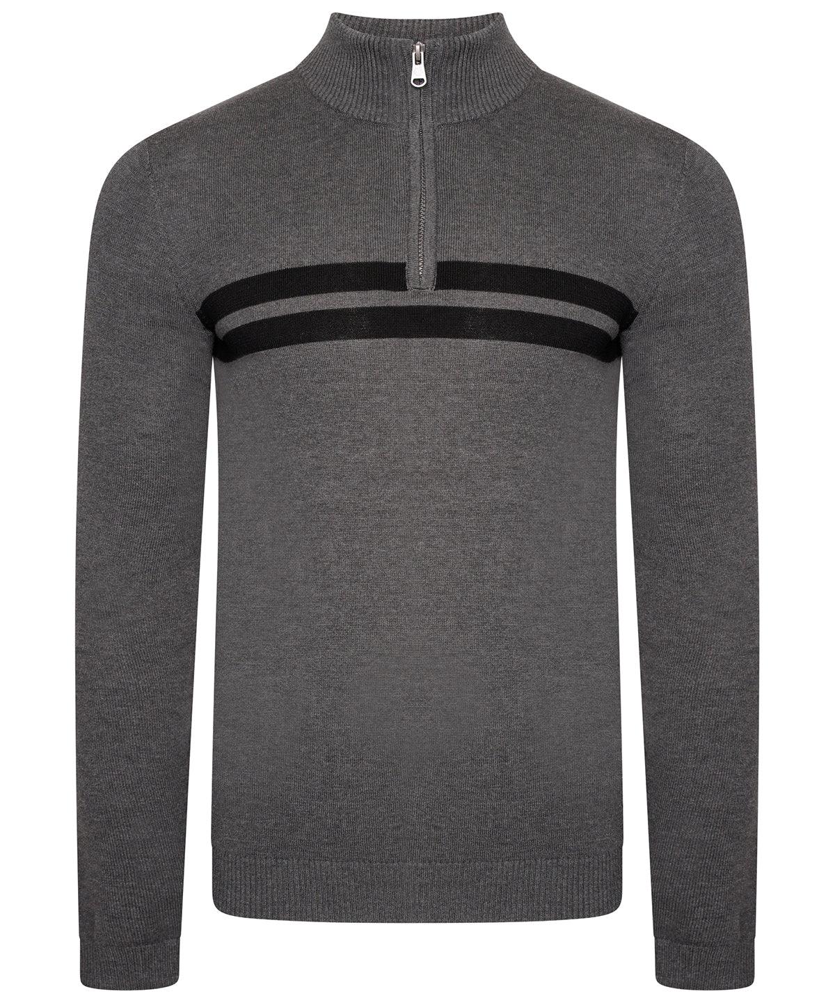 Charcoal Grey Marl/Black - Unite Us 1/4 zip knitted sweater Knitted Jumpers Dare 2B Knitwear, New For 2021, New In Autumn Winter, New In Mid Year Schoolwear Centres