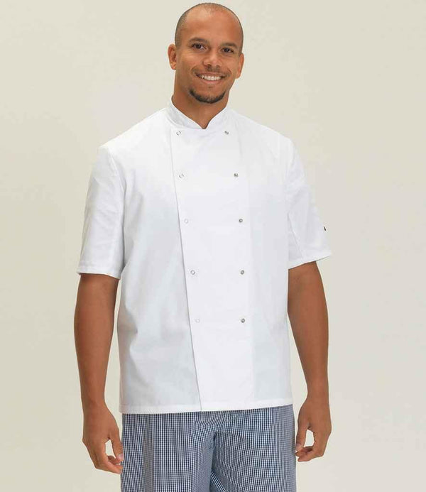 Dennys Short Sleeve Press Stud Chef's Jacket | White Tunic Dennys style-de002 Schoolwear Centres