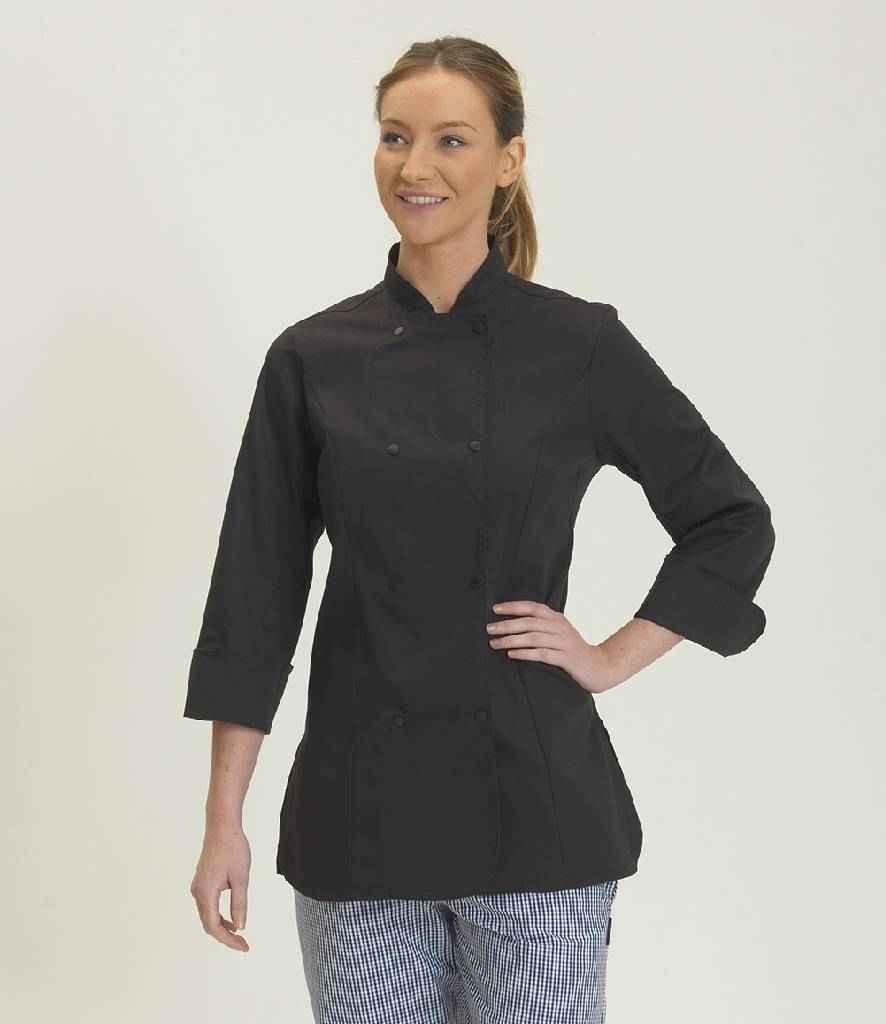 Dennys Ladies Long Sleeve Premium Chef's Jacket | Black Tunic Dennys chef / kitchen accessories, Dennys Ladies Long Sleeve Premium Chef's Jacket | Black, style-de005 Schoolwear Centres