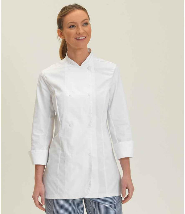 Dennys Ladies Long Sleeve Premium Chef's Jacket | White Tunic Dennys chef / kitchen accessories, Dennys Ladies Long Sleeve Premium Chef's Jacket | Black, style-de005 Schoolwear Centres