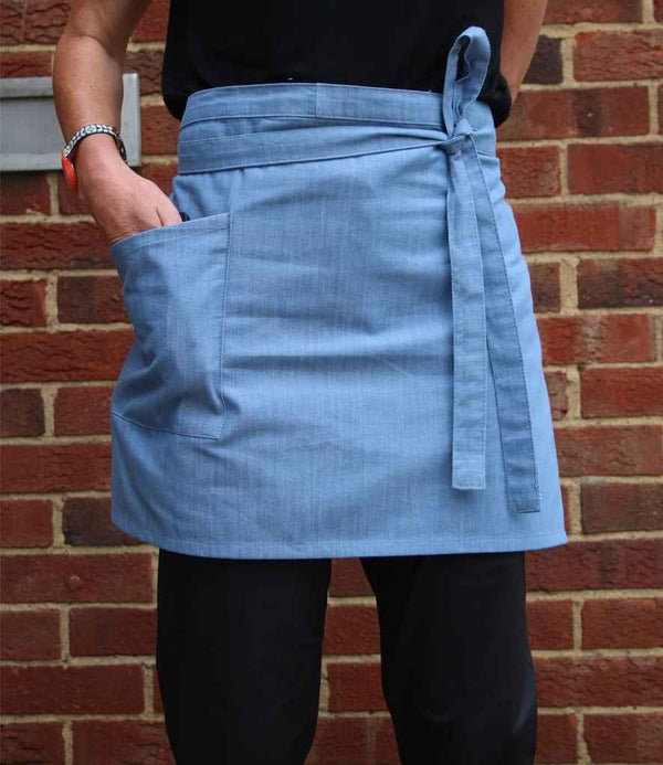 Dennys Cross Dyed Denim Waist Apron with Pocket | Light Blue Denim Apron Dennys style-de132 Schoolwear Centres