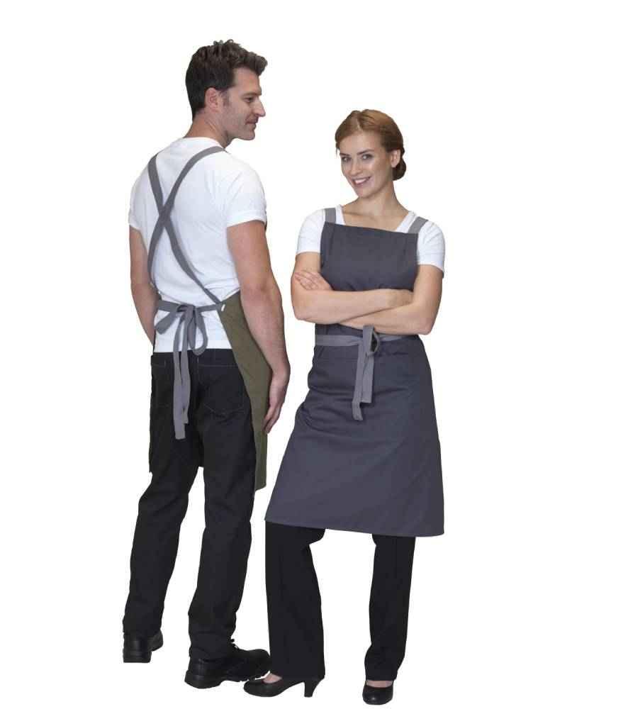 Dennys Cross Back Apron | Storm Grey Apron Dennys style-de141 Schoolwear Centres