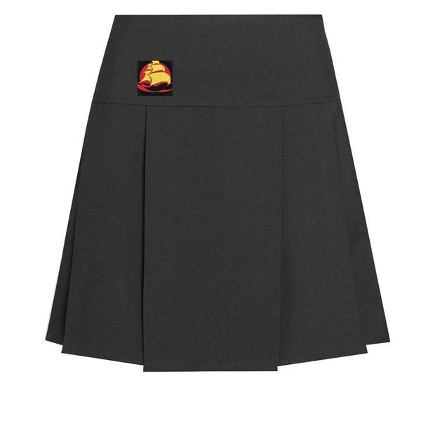 Mayflower High - Drop Waist Black Pleated Skirt with School Logo - Schoolwear Centres | School Uniform Centres
