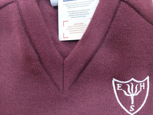 Earls Hall Primary School - Maroon Knitted Jumper with School Logo - Schoolwear Centres | School Uniform Centres