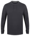 Black - Washed long sleeve Henley T T-Shirts Front Row Sale, T-Shirts & Vests Schoolwear Centres