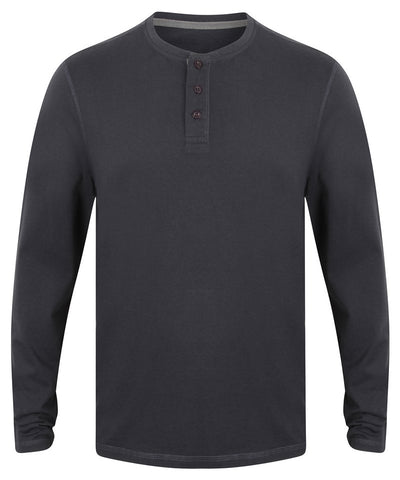 Washed long sleeve Henley T
