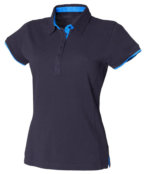 Navy/Marine - Women's contrast piqué polo shirt Polos Front Row Polos & Casual, Women's Fashion Schoolwear Centres