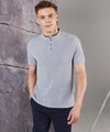 Heather Grey/Bright Navy - Stand collar stretch polo shirt Polos Front Row Polos & Casual, Raladeal - Recently Added Schoolwear Centres