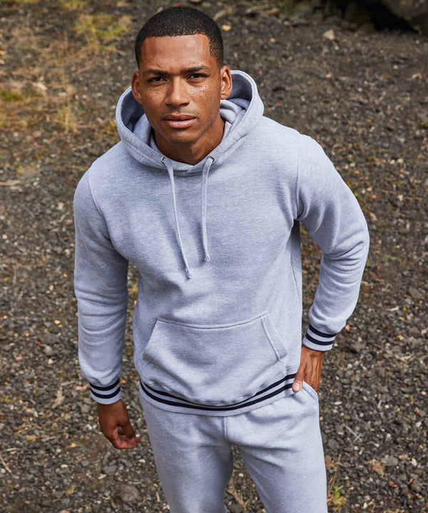 Black/Heather Grey - Hoodie with striped cuffs Hoodies Front Row Co-ords, Hoodies, Lounge Sets, Luxe Streetwear, New Sizes for 2021, Rebrandable, Tracksuits, Trending Loungewear Schoolwear Centres
