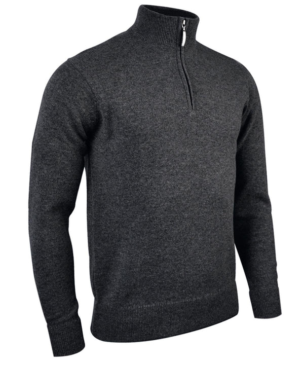 Charcoal Marl - g.Coll zip neck lambswool sweater (MKL7282ZN-G.COLL) Sweatshirts Glenmuir Golf, Knitwear, New For 2021, New Styles For 2021, Raladeal - Recently Added Schoolwear Centres