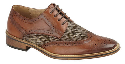 GOOR  4 Eye Brogue Gibson Shoe | Black | Tan - Schoolwear Centres | School Uniform Centres