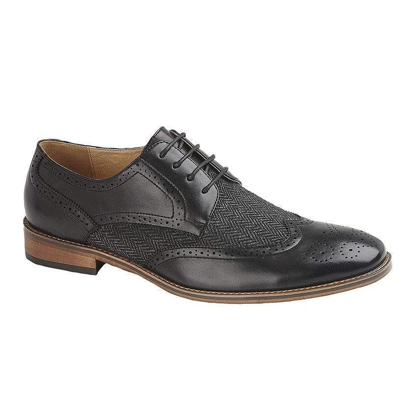 GOOR  4 Eye Brogue Gibson Shoe | Black | Tan - Schoolwear Centres | School Uniform Centres