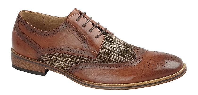 GOOR  4 Eye Brogue Gibson Shoe | Black | Tan - Schoolwear Centres | School Uniform Centres