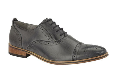 GOOR  Capped Lace Oxford Brogue Shoe | Black | Mid Brown | Oxblood | Grey - Schoolwear Centres | School Uniform Centres