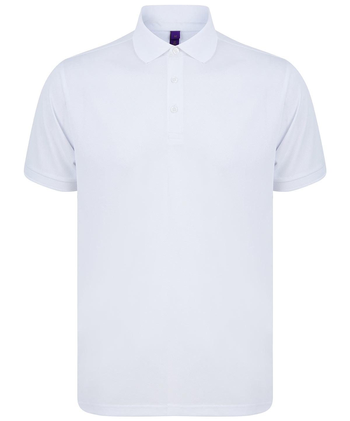 White - Recycled polyester polo shirt Polos Henbury Must Haves, New For 2021, New Styles For 2021, Organic & Conscious, Plus Sizes, Polos & Casual, Recycled Schoolwear Centres