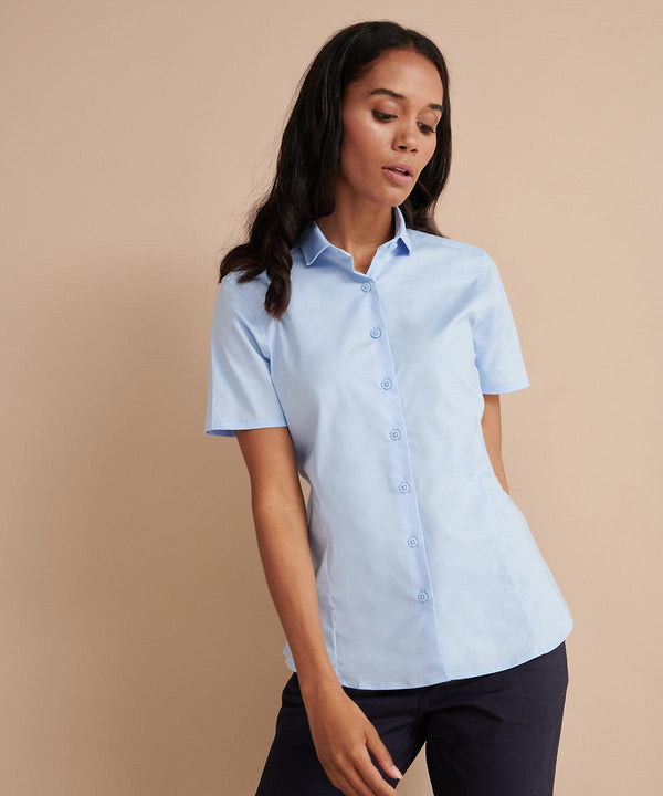 Black - Women's short sleeve stretch shirt Shirts Henbury Plus Sizes, Raladeal - Recently Added, Rebrandable, Shirts & Blouses, Women's Fashion Schoolwear Centres
