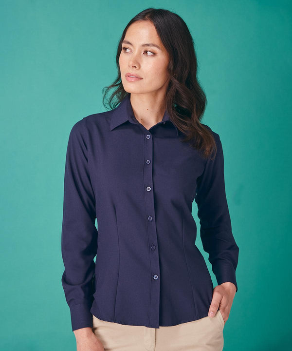 Navy - Women's wicking antibacterial long sleeve shirt Shirts Henbury Plus Sizes, Raladeal - Recently Added, Shirts & Blouses, UPF Protection, Women's Fashion Schoolwear Centres