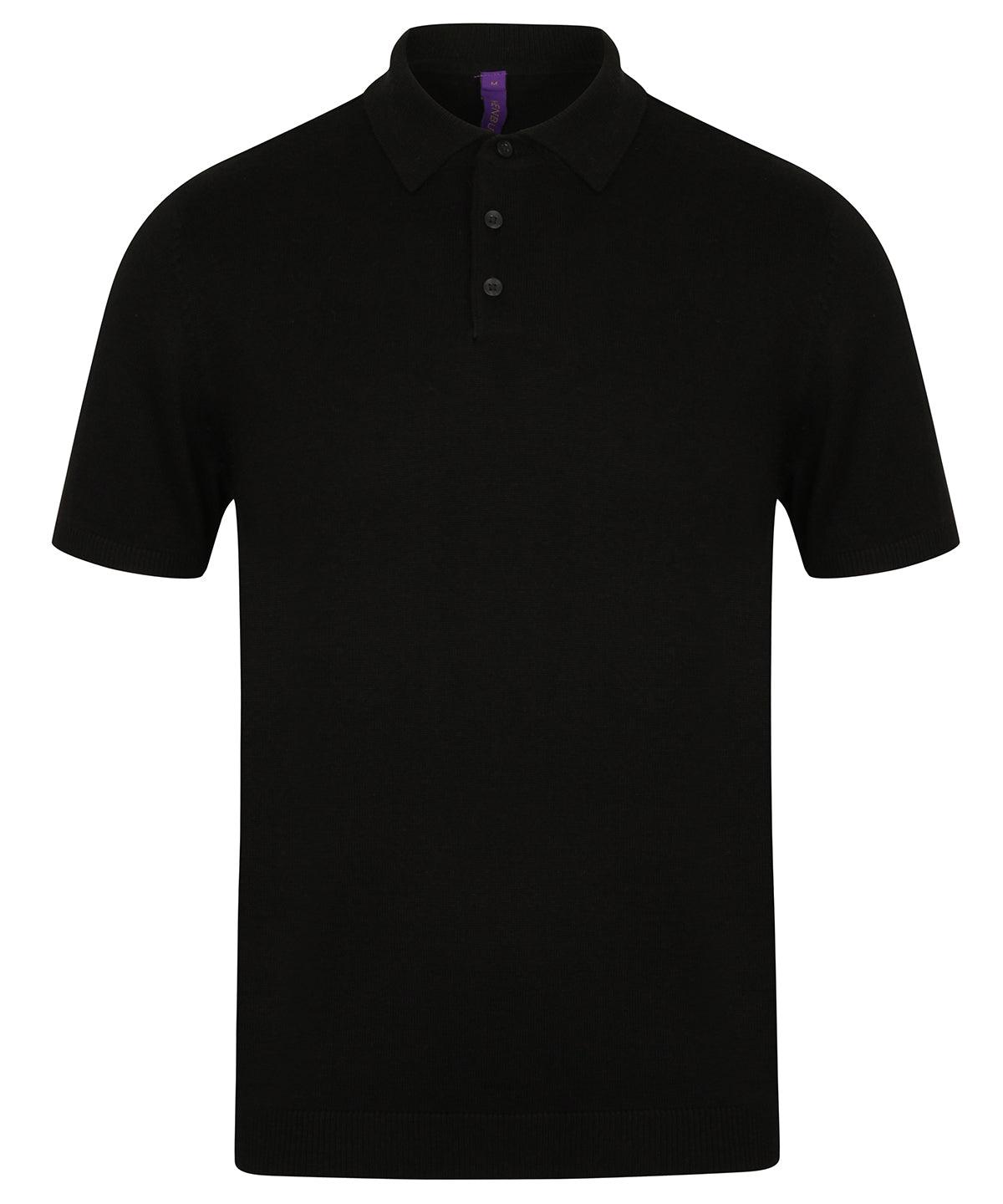 Black - Knitted short sleeve top Polos Henbury Knitwear, Polos & Casual, Rebrandable, Sale Schoolwear Centres