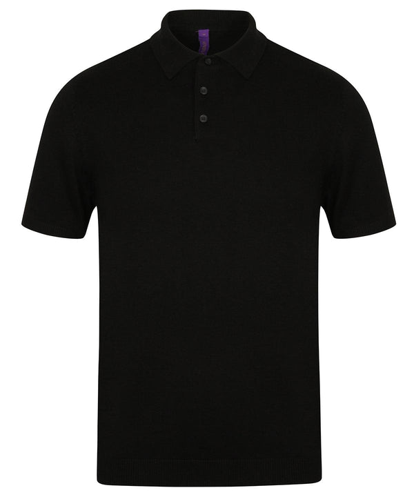 Navy - Knitted short sleeve top Polos Henbury Knitwear, Polos & Casual, Rebrandable, Sale Schoolwear Centres