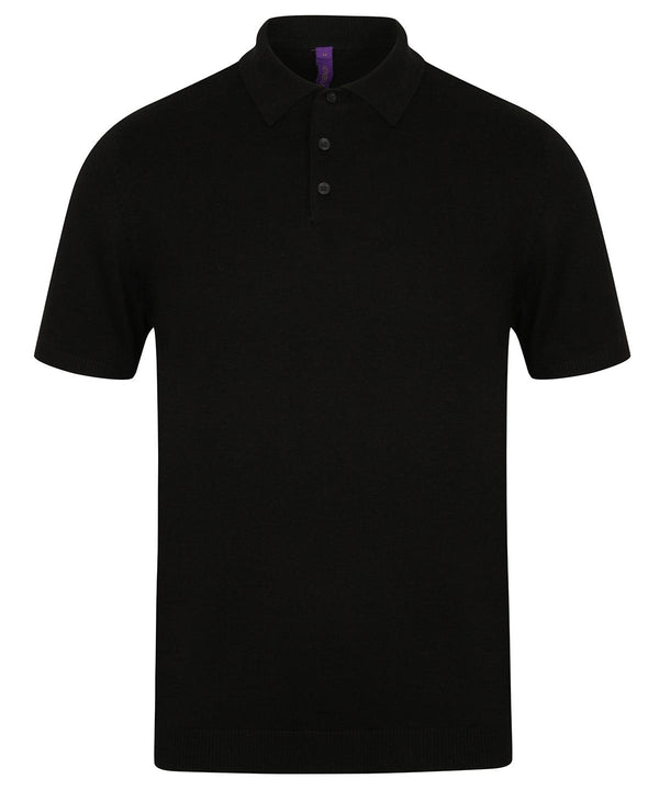 Black - Knitted short sleeve top Polos Henbury Knitwear, Polos & Casual, Rebrandable, Sale Schoolwear Centres