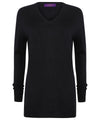 Black - Women's cashmere touch acrylic v-neck jumper Knitted Jumpers Henbury Knitwear, Plus Sizes, Women's Fashion Schoolwear Centres