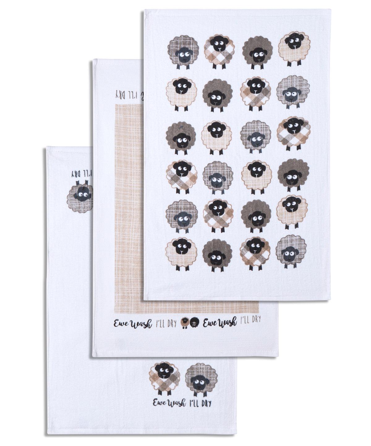 White/Grey - Ewe & Me velour tea towels (3-pack) Towels Home & Living Home Comforts, Homewares & Towelling, New in Schoolwear Centres