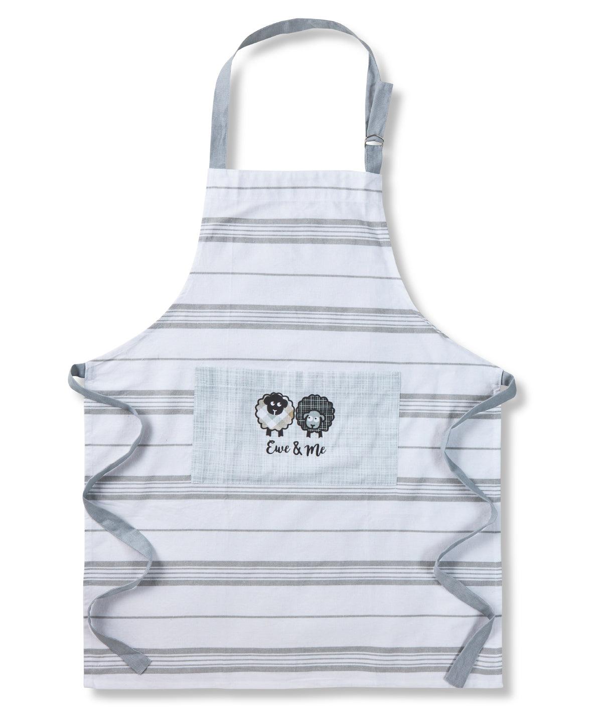 White/Grey - Ewe & Me apron Aprons Home & Living Aprons & Service, New in, Selected Aprons Schoolwear Centres