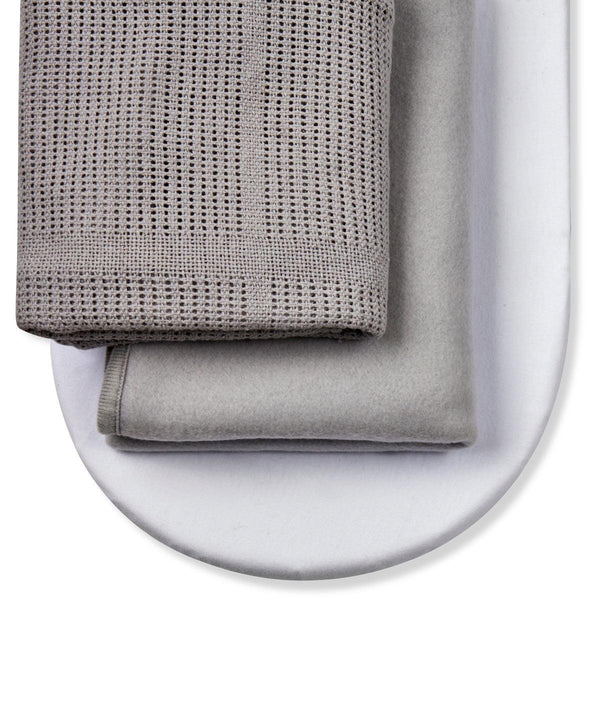 Grey/White - Baby Moses basket set (3-piece) Blankets Home & Living Home Comforts, Homewares & Towelling, New in Schoolwear Centres