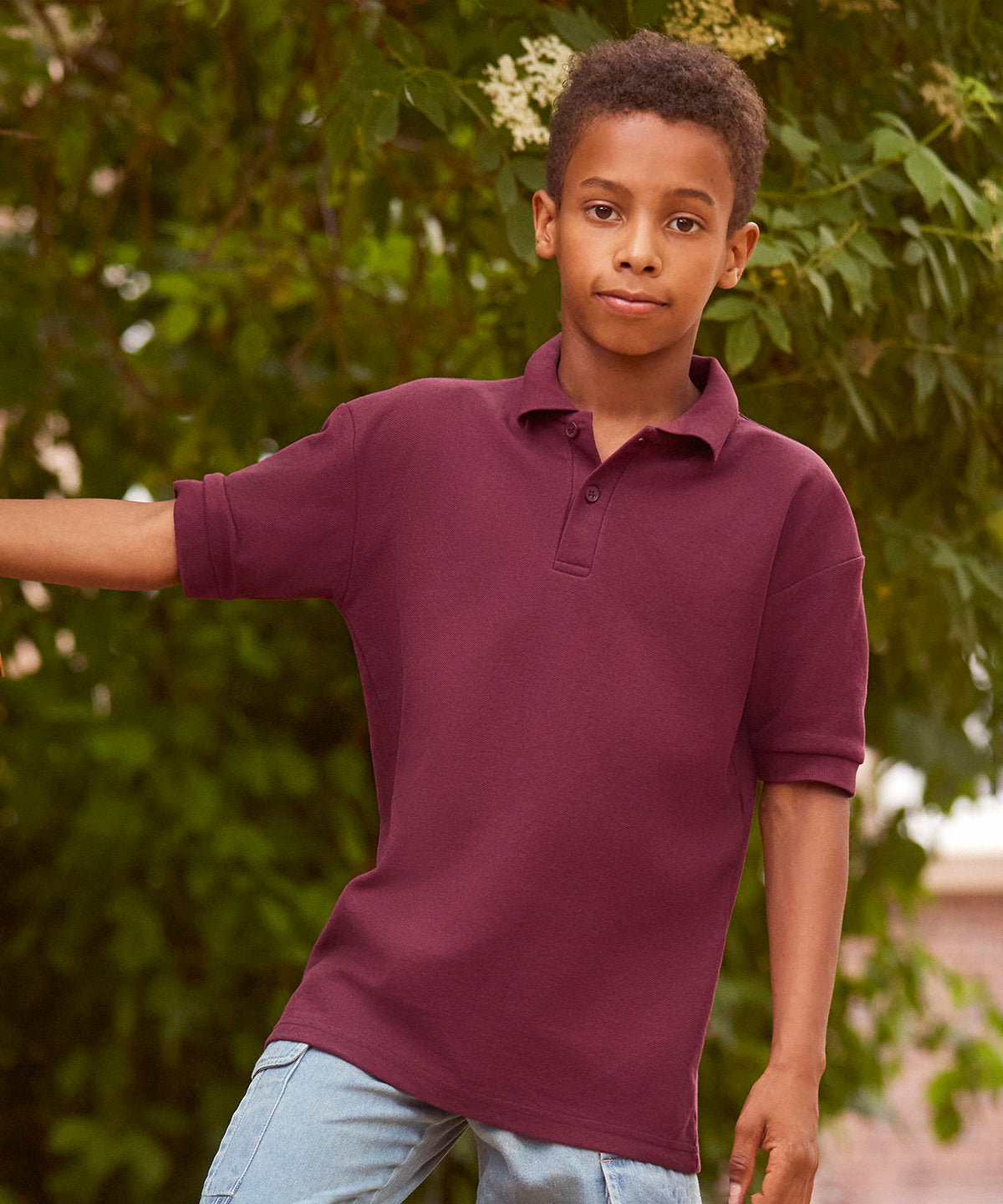 Burgundy polo shirt school best sale