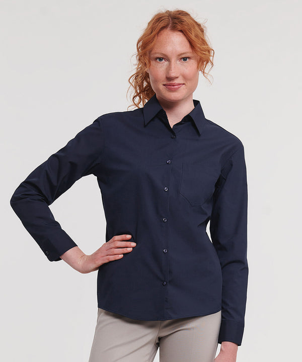 Women's long sleeve polycotton easycare poplin shirt