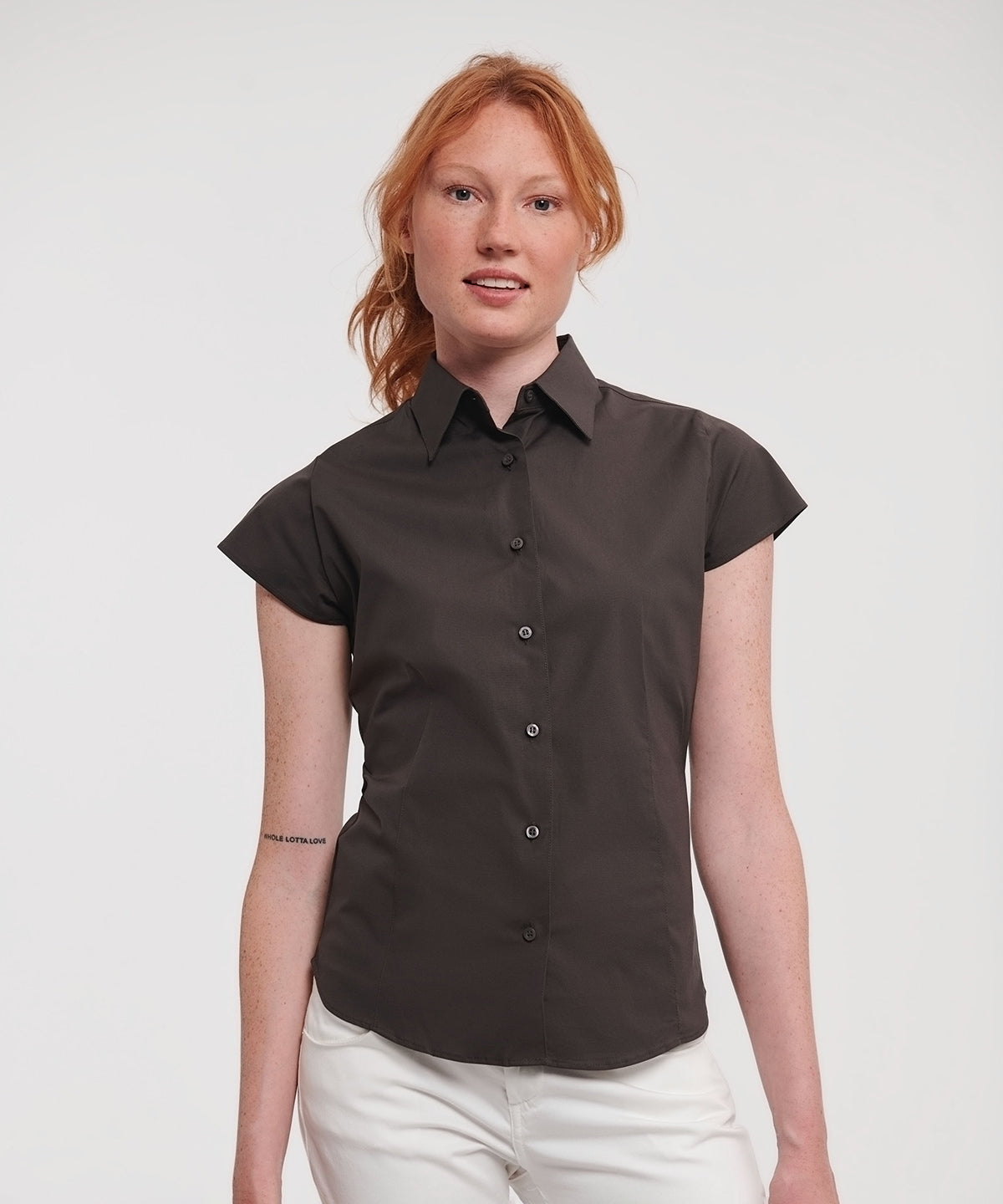 Women's short sleeve easycare fitted stretch shirt