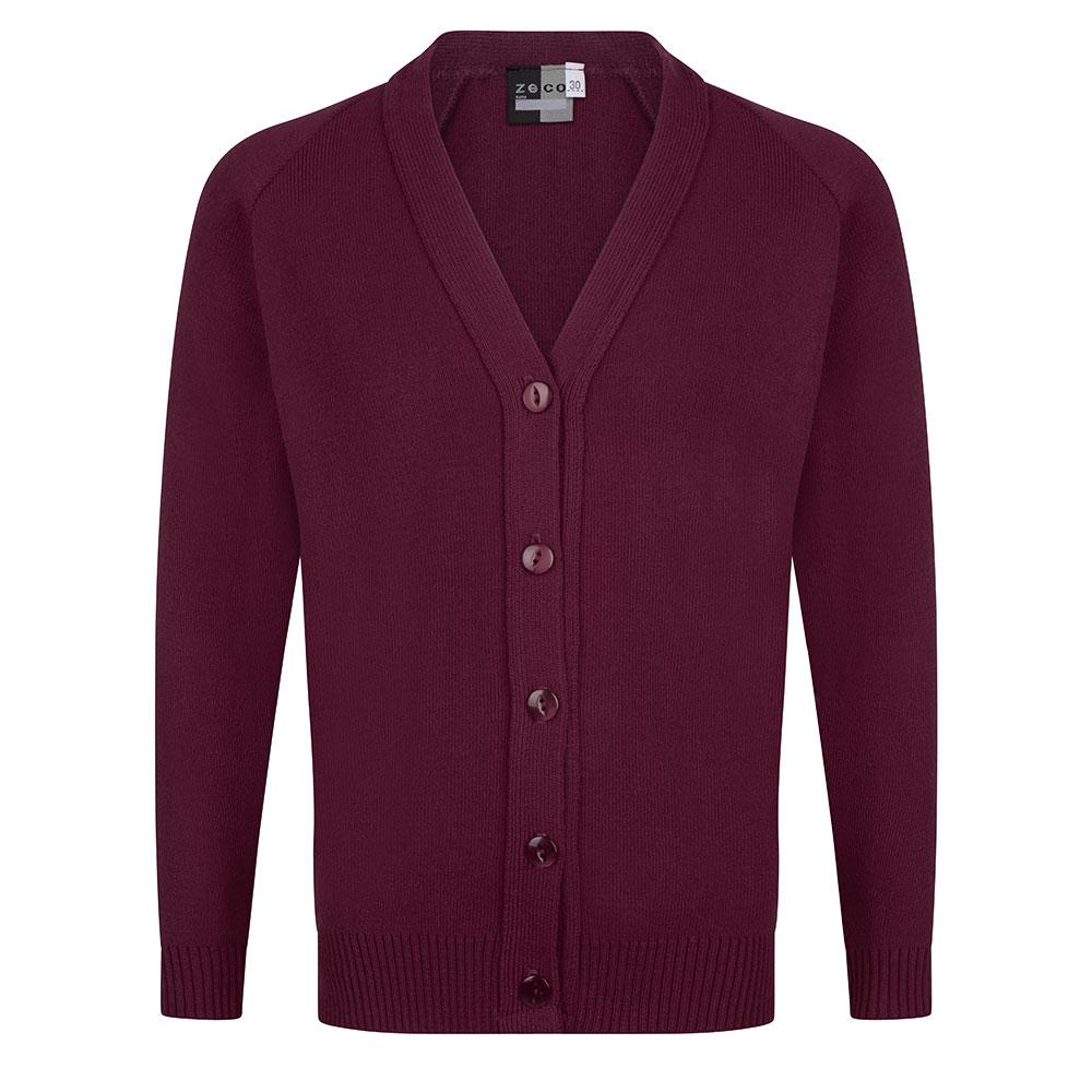 Girls Knitted Cardigan in Black | Navy | Grey | Bottle | Maroon | Brown | Red | Royal | Purple - Schoolwear Centres | School Uniform Centres