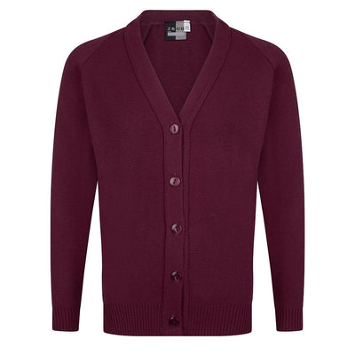 Girls Knitted Cardigan in Black | Navy | Grey | Bottle | Maroon | Brown | Red | Royal | Purple - Schoolwear Centres | School Uniform Centres