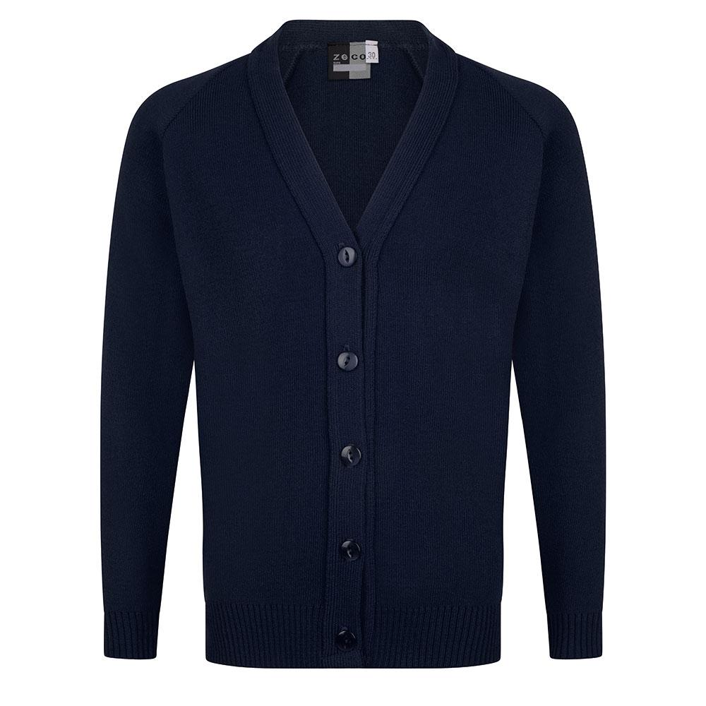 Girls Knitted Cardigan in Black | Navy | Grey | Bottle | Maroon | Brown | Red | Royal | Purple - Schoolwear Centres | School Uniform Centres