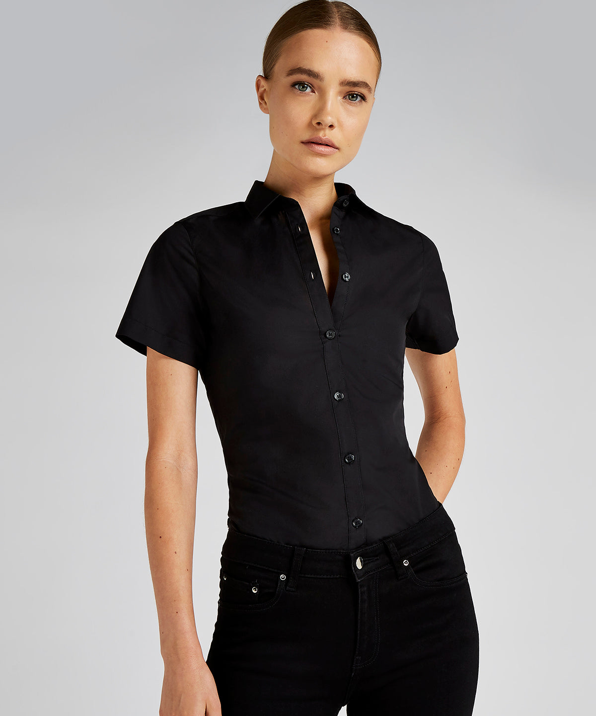 Women's poplin shirt short sleeve