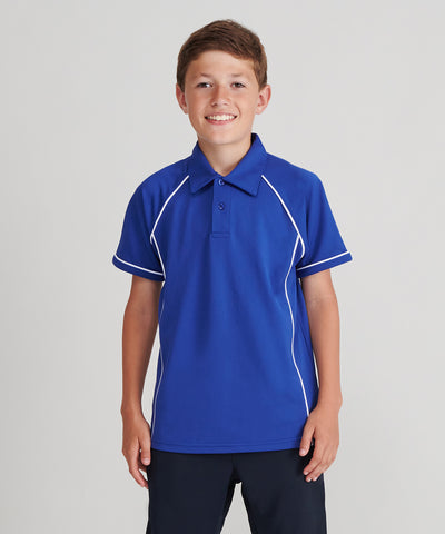 Kids piped performance polo