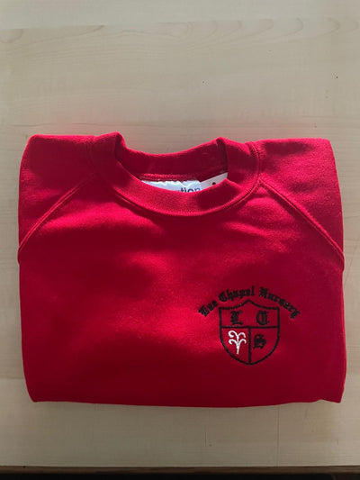 Lee Chapel Primary School - Nursery Red Sweatshirt with School Logo - Schoolwear Centres | School Uniform Centres