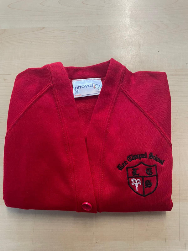 Lee Chapel Primary School - Red Sweatshirt Cardigan with School Logo - Schoolwear Centres | School Uniform Centres