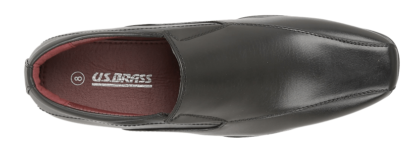 US Brass Twin Gusset PVC Sole Shoe in Black - B501A - Schoolwear Centres | School Uniform Centres