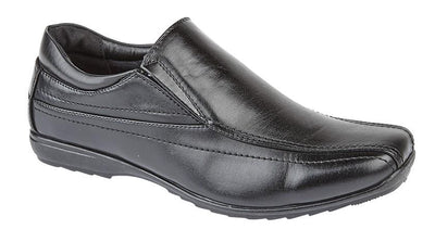 USBRASS (M 612A) 'STUD/PROFILE' Black Leather PU Shoe - Schoolwear Centres | School Uniform Centres