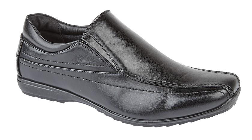 USBRASS (M 612A) 'STUD/PROFILE' Black Leather PU Shoe - Schoolwear Centres | School Uniform Centres