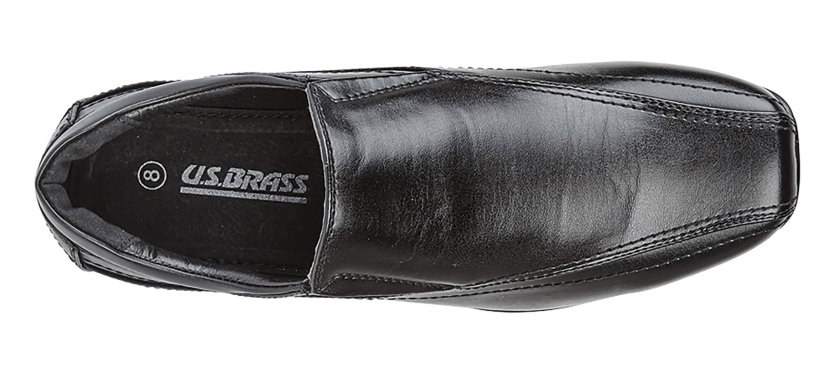 USBRASS (M 612A) 'STUD/PROFILE' Black Leather PU Shoe - Schoolwear Centres | School Uniform Centres