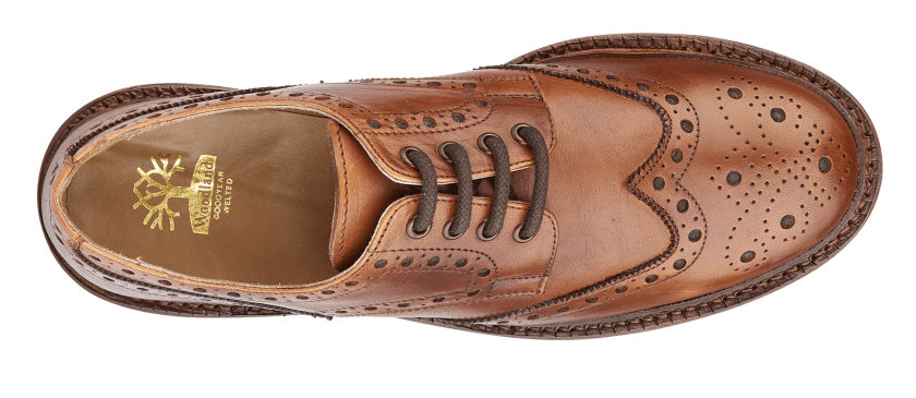 WOODLAND  4 Eye Brogue Gibson Shoe | Tan Antiqued Leather - Schoolwear Centres | School Uniforms near me